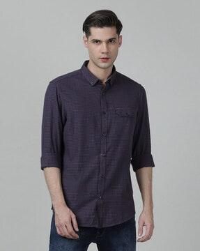 checked shirt with flap pocket
