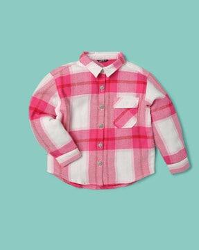 checked shirt with flap pocket