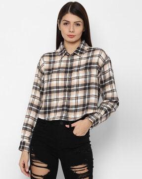 checked shirt with flap pockets