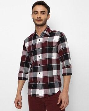 checked shirt with flap pockets