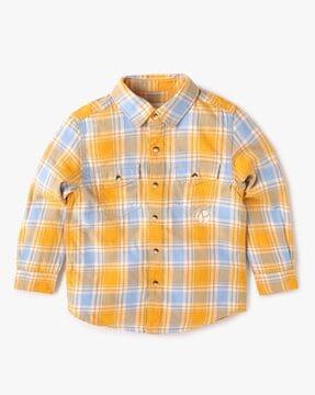 checked shirt with flap pockets