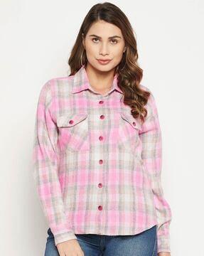 checked shirt with flap pockets