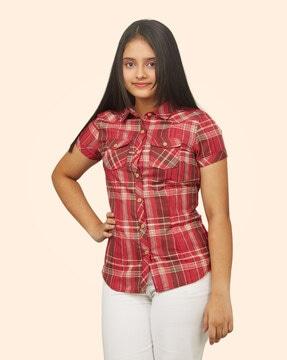 checked shirt with flap pockets