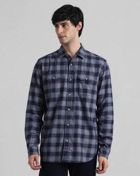 checked shirt with flap pockets