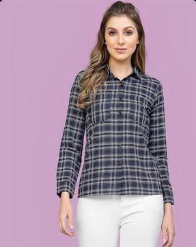 checked shirt with full sleeves