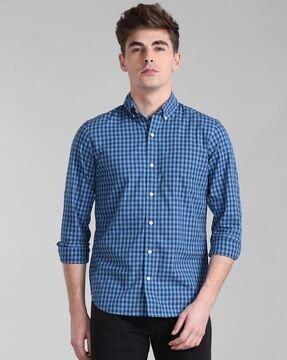 checked shirt with patch pocket