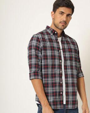 checked shirt with patch pocket