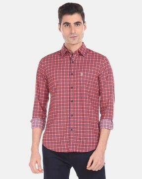 checked shirt with patch pocket