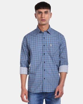 checked shirt with patch pocket