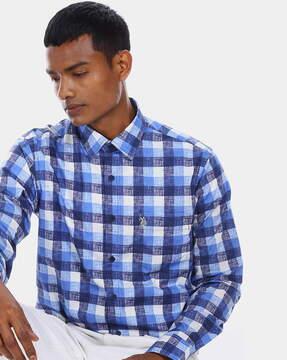 checked shirt with patch pocket