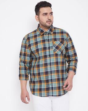 checked shirt with patch pocket