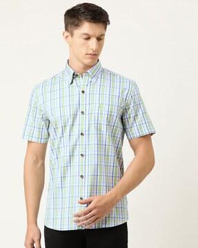 checked shirt with patch pocket