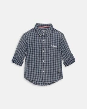 checked shirt with patch pocket