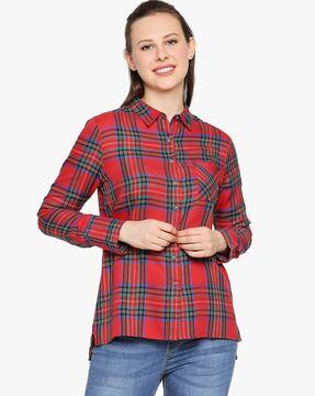 checked shirt with patch pocket