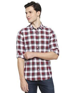 checked shirt with patch pocket