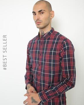 checked shirt with patch pocket