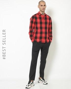 checked shirt with patch pocket