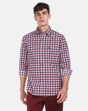 checked shirt with patch pocket