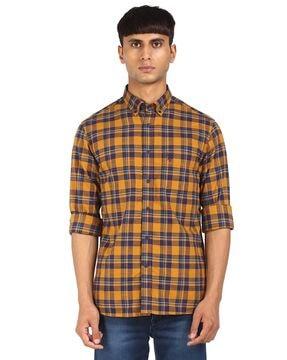 checked shirt with patch pocket