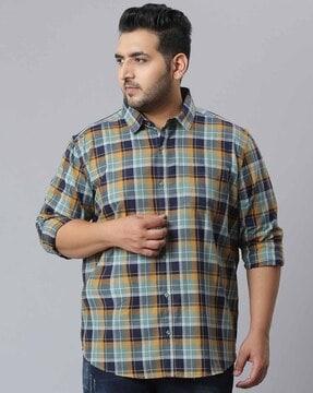 checked shirt with patch pocket