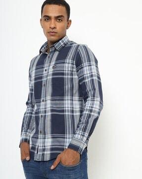 checked shirt with patch pocket