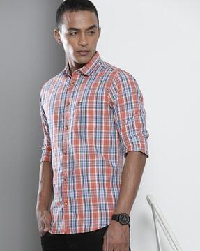 checked shirt with patch pocket