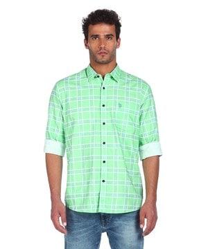 checked shirt with patch pocket