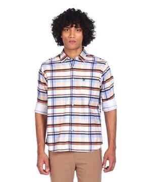 checked shirt with patch pocket