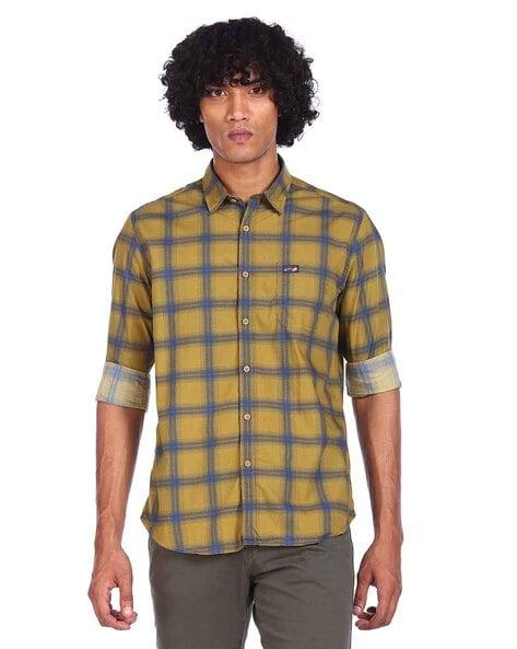 checked shirt with patch pocket