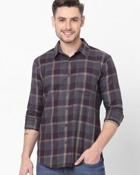 checked shirt with patch pocket