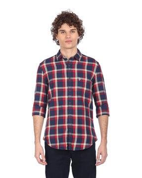 checked shirt with patch pocket