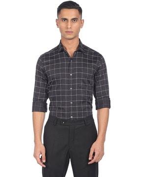 checked shirt with patch pocket