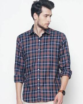 checked shirt with patch pocket