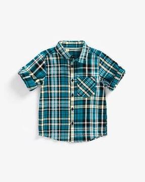 checked shirt with patch pocket