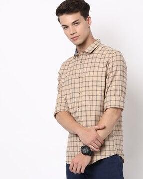 checked shirt with patch pocket