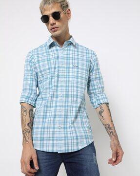 checked shirt with patch pocket