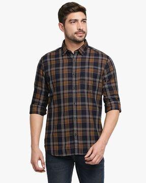 checked shirt with patch pocket