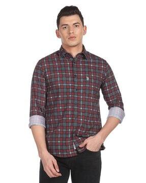 checked shirt with patch pocket