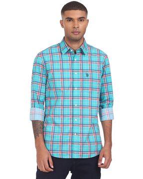 checked shirt with patch pocket