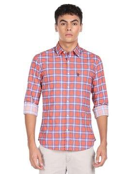 checked shirt with patch pocket