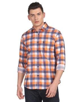 checked shirt with patch pocket