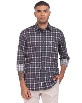 checked shirt with patch pocket