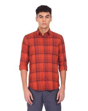 checked shirt with patch pocket