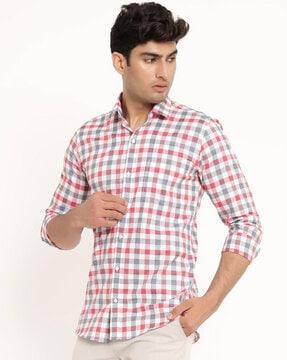 checked shirt with patch pocket