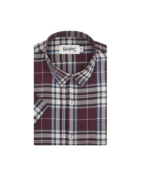 checked shirt with patch pocket