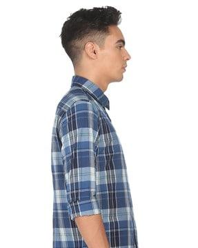 checked shirt with patch pocket