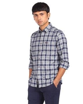 checked shirt with patch pocket