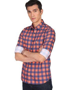 checked shirt with patch pocket