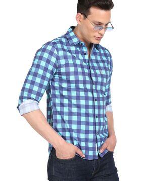 checked shirt with patch pocket