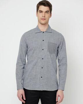 checked shirt with patch pocket